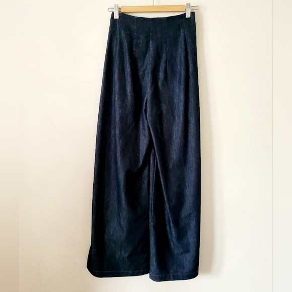 Xetra Pleated Exposed Button Front Wide Leg Denim Pants Size 38/XXS - Picture 11 of 16